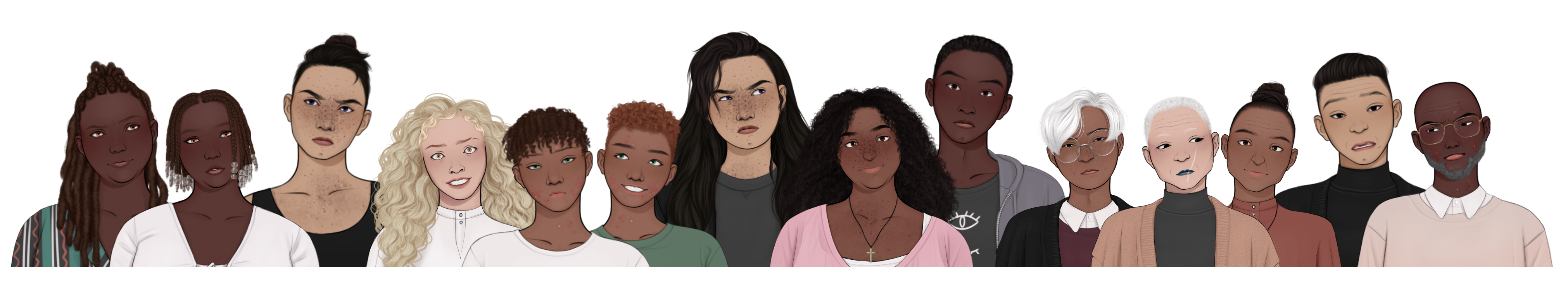 Fourteen people, the characters listed below.